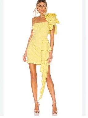 ATOIR Guiding Light Yellow One-Shoulder Mini Dress